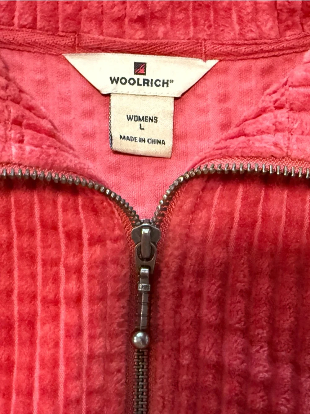 Woolrich‎ Womens Full Zip Corduroy Jacket Soft Ruby Red Cotton 2291 Large